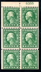 US Scott #424d Booklet Pane, Position D, Plate #6355, Hinged - Picture 1 of 2