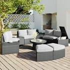 10-piece Sectional Half Round Patio Rattan Sofa Set For Free Combination，outdoor