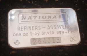 Vintage 1 Oz National Mint .999 Silver Art Bar #264015 - Picture 1 of 2