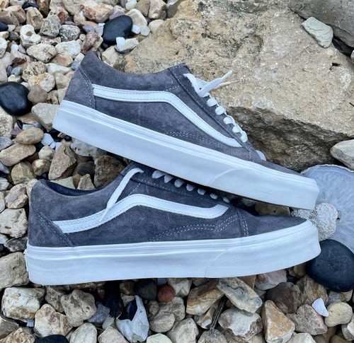 Scarpe da skate basse Vans HEIQ Eco Dry in pelle da uomo US 7 grigie scamosciate logo da uomo taglia 7