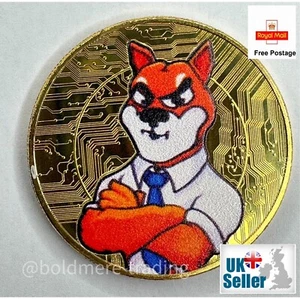 SHIBA INU SHIB Gold‑Plated Novelty Crypto Coin – UK Seller - Picture 1 of 7
