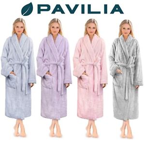 Womens Ladies Fluffy Robe Soft Fleece Luxe Plush Warm Sherpa Night Spa Bathrobe