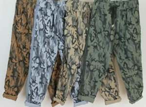 REDUCED TO CLEAR - CLCAMOUFLAGE SOFT STRETCH COMFY TAPERED JEGGINGS TROUSERS - Picture 1 of 5