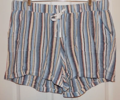NUEVO CON ETIQUETAS Lane Bryant 22/24 2X Pantalones cortos de playa a rayas mezcla de lino Foto 1 de 2
