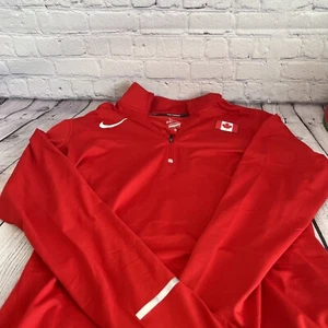 Nike Canada Team Issued 1/2-Zip Running Top Red 854172-611 Men’s Size M Medium - Picture 1 of 6