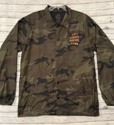 Chaqueta de Entrenador Camuflada ANTI SOCIAL SOCIAL CLUB 2017 Talla XL Botón a Presión Naranja Letras Foto 1 de 4