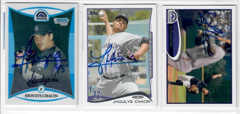 Jhoulys Chacin #2 Signed Autograph 3 LOT Baseball Cards Bowman Topps Rookie - Image 1 of 1