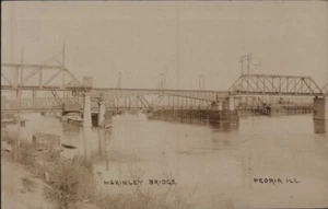 1907  PEORIA IL   MC KINLEY mckinley BRIDGE    Real Photo postcard RPPC - Picture 1 of 2