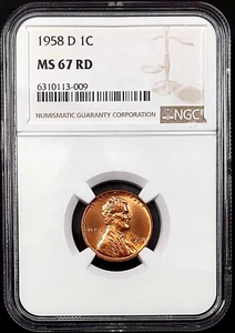 1958 D Lincoln Cent certified MS 67 RD by NGC! - Picture 1 of 4