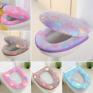 Toilet Seat Cover Thick Coral Velvet Cushion Toilet Lid Cover Home Supplies