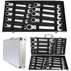 22pcs/Set Ratchet Spanner Combination Flexible Head Metric Sizes 6-32mm Wrench - Picture 1 of 20