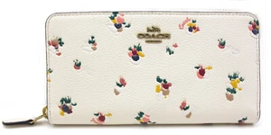 NUEVO COACH Estampado Floral Acordeón Cremallera Cuero Billetera Tiza/Oro C6314 Venta al por menor $250 - Imagen 1 de 4