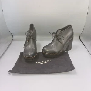 BNWT Rag & Bone 'Inez Desert Clog' Boots UK 6 EU 39 Black Leather Heel £395 - Picture 1 of 17
