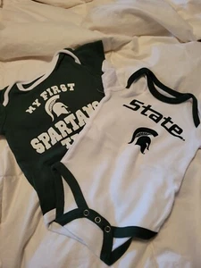 Infant Michigan State University Spartans 0-3 Month snap tee 2pr New - Picture 1 of 6
