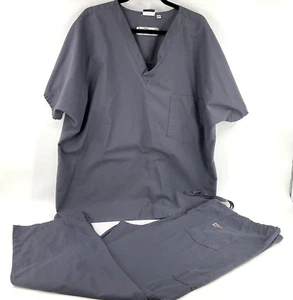 Scrub Zone Scrub 2XL Top with XL Pant Set Medical Uniform Gray Scrubzone - Picture 1 of 11