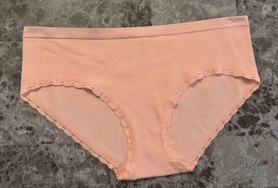 NUEVO CON ETIQUETAS BRAGAS HIPHUGGER VICTORIA'S SECRET ROSA L MELOCOTÓN ACANALADO ENCAJE LOGO SIN COSTURAS Foto 1 de 3