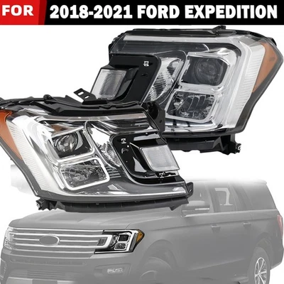Pair For Ford Expedition 2018-2021 RH & LH Headlight Halogen Complete w/ Bulbs - Image 1 of 4