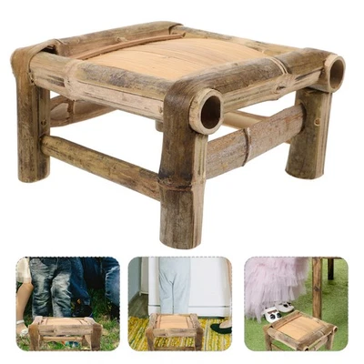  Bamboo Shower Bench Sitting Stool Aesthetically Pleasing Step Bathroom - Image 1 of 4