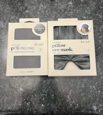 Funda de almohada y máscara de almohada Kitsch gris satinado tamaño estándar nueva en caja Foto 1 de 2