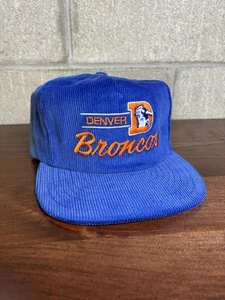 Vintage 80s 90s Denver Broncos NFL Annco Spellout Corduroy Snapback Hat Cap NWOT - Picture 1 of 5