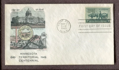 Scott No.  981  - First Day of Issue - Minnesota Territorial Centennial (Color) - Image 1 of 2