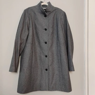 Chaquetón de invierno Lands' End Fit & Flare mezcla de lana longitud media para mujer talla 18 gris Foto 1 de 4