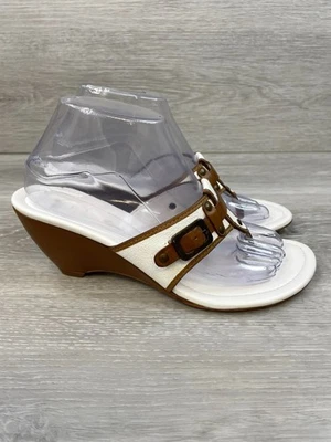 Sandalia de cuero para mujer Cole Haan blanca 8 informal cuña hebilla sin cordones informal Foto 1 de 4