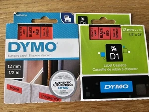 DYMO D1 Schriftband original 45017 S0720570 selbstklebend schwarz auf rot 12 mm x 7 m - Bild 1 von 1