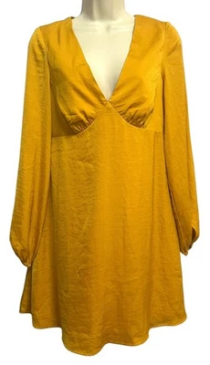 BCBGeneration Mini Dress Size 2 Sunflower Yellow Long Sleeve V-Neck Zip NWT - Image 1 of 4