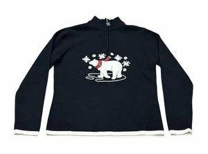 Suéter Charter Club Mujer Lana de Cordero Oso Polar Navidad Vacaciones Pequeño Negro - Imagen 1 de 6