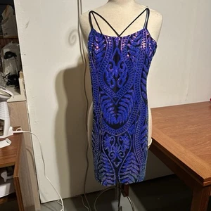 Dress Party Junior Teen Girls Size 3 Spaghetti Straps Sequin Lined - Picture 1 of 9