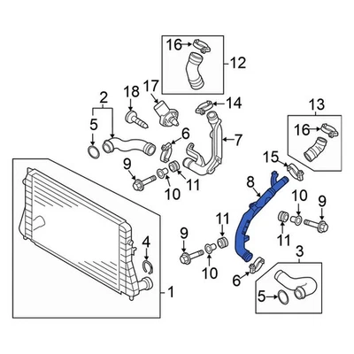 For Volkswagen Jetta 10-14 Volkswagen 1K0145840AB Center Left Intercooler Pipe Foto 1 de 4