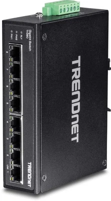 TRENDnet 8-Port Hardened Industrial Gigabit DIN-Rail Switch, 16 Gbps Switching C - Image 1 of 4