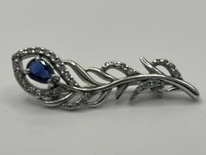 Brosche Anstecknadel 925 Silber Saphir Zirkonia Steine Echtschmuck - Bild 1 von 3