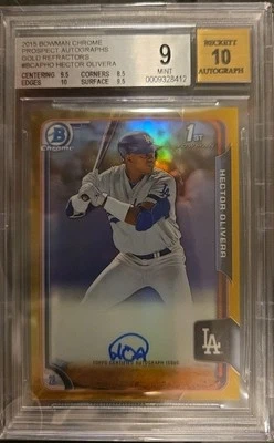 HECTOR OLIVERA 2015 Bowman Chrome Prospects AUTO GOLD  #'d /50  BGS 9 - Image 1 of 2