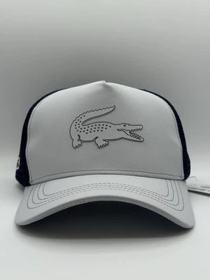 Sombrero de camionero Lacoste logotipo de cocodrilo grande gris platino|azul marino Foto 1 de 4