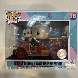 Funko Pop Disneyland 70th Mickey Mouse & Walt Disney on Fire Engine #312 - Picture 1 of 10