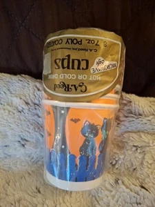 Vintage Halloween Einwegbecher C.A Schilf 7 Unzen 7 Tassen offene Verpackung schwarze Katzen - Bild 1 von 7