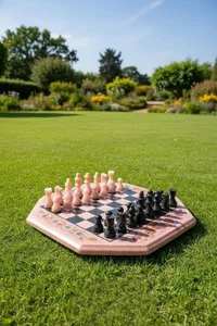 Pink Rose Quartz Crystal Chess Set – Unique Handmade Gift for Collectors - Picture 1 of 10