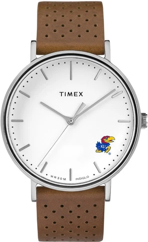 Womens Timex Kansas Jayhawks KU Watch Bright Whites Leather Cover