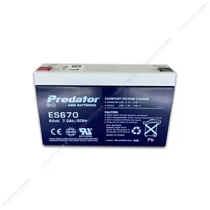 Predator ES670 AGM Battery - 6v 7Ah (UPS, ALARM, TOY CAR, GATE) - Picture 1 of 3