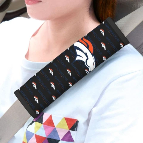 2pcs Denver Broncos Car Seat Belt Pad Shoulder Pad Cover Comfortable Driving Cover