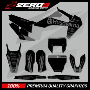 HUSQVARNA MOTOCROSS GRAPHICS KIT: TE FE TC FC TX FX  BLOCK BLK / GREY - Picture 1 of 1