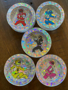 Vtg 1990s Mighty Morphin Power Rangers: plastic clear psychedelic pogs