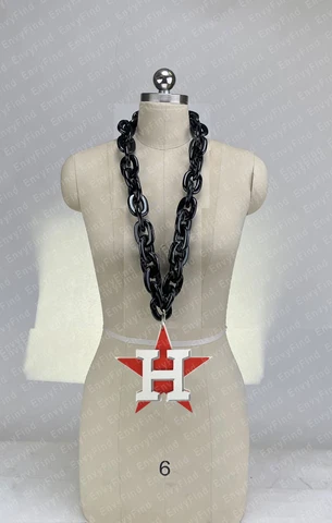 New MLB Houston Astros Black Jumbo Big Fan Chain Necklace Foam MI USA Cover