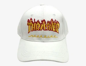 Flame Embroidery hat Hip-hop Snapback Baseball cap curved brim 6-Panel hat White - Picture 1 of 4