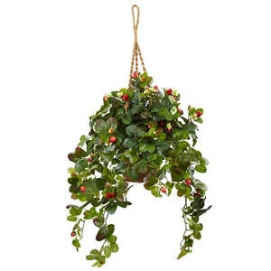 Nearly Natural 41" H Strawberry Bush Silk Arrangement, Pink - Picture 1 of 1