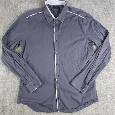 Camisa 7 Diamantes XL Manga Larga Abotonada Gris Sólido Puño Abatible Informal Preppy Foto 1 de 4