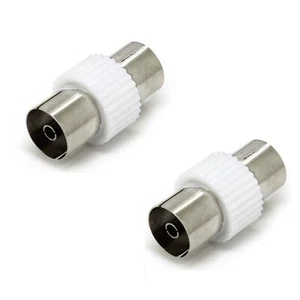 2x TV Aerial Female to Female Adapter Coaxial Cable Joiner Connector RF Coupler - Picture 1 of 4