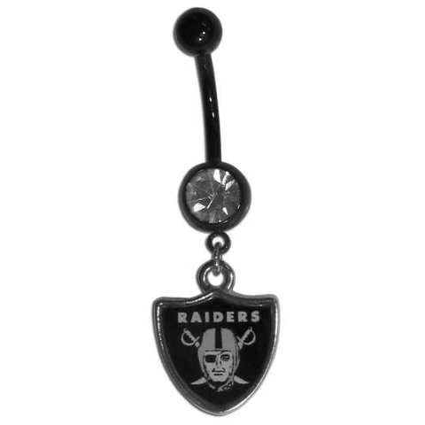 Las Vegas Raiders Navel Belly Ring with Team Logo Dangle Charm NFL Football Cover
